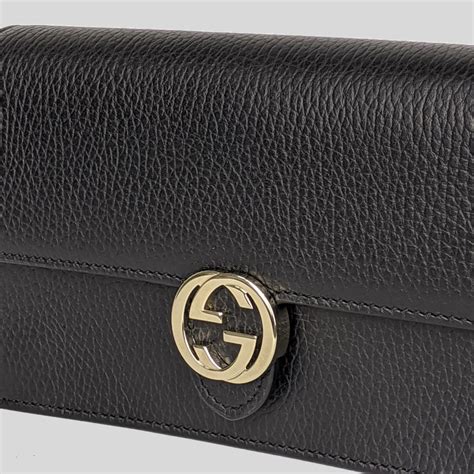 gucci black leather interlocking gg wallet on chain|Gucci wallet on chain crossbody.